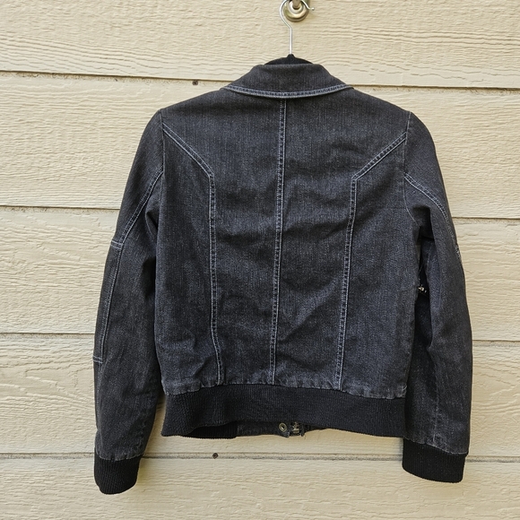 Marc Jacobs light black denim moto jacket size small FLAWED PLEASE READ - Picture 2 of 8
